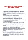 NS 161 Final Exam Review Questions With Verified Answers