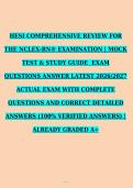 HESI COMPREHENSIVE REVIEW FOR &NewLine;THE NCLEX-RN&reg; EXAMINATION &vert; &NewLine;MOCK TEST & STUDY GUIDE  EXAM &NewLine;QUESTIONS ANSWER LATEST &NewLine;2026&sol;2027 ACTUAL EXAM WITH &NewLine;COMPLETE QUESTIONS AND CORRECT &NewLine;DETAILED ANSWERS &lpar;100&percnt; VERIFIED &NewLine;ANSWERS&rpar; &vert;ALREADY GRADED A&plus; &NewLine;
