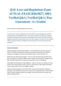 QAL Laws and Regulations Exam ACTUAL EXAM 2026&sol;2027 &vert; 100&percnt; Verified Q&A &vert; Verified Q&A &vert; Pass Guaranteed - A&plus; Graded