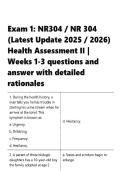 NR 304 &vert; Health Assessment II Final Exam  &vert; NR 283 Exam 2 - Chamberlain  &vert; Questions with 100- correct answers