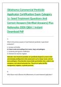 Oklahoma Commercial Pesticide &NewLine;Applicator Certification Exam Category &NewLine;1c&colon; Seed Treatment Questions And &NewLine;Correct Answers &lpar;Verified Answers&rpar; Plus &NewLine;Rationales 2026 Q&A &vert; Instant &NewLine;Download Pdf
