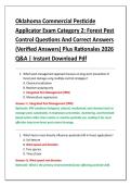 Oklahoma Commercial Pesticide &NewLine;Applicator Exam Category 2&colon; Forest Pest &NewLine;Control Questions And Correct Answers &NewLine;&lpar;Verified Answers&rpar; Plus Rationales 2026 &NewLine;Q&A &vert; Instant Download Pdf