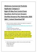 Oklahoma Commercial Pesticide &NewLine;Applicator Category 5 &NewLine;Right-Of-Way Pest Control Exam &NewLine;Questions And Correct Answers &NewLine;&lpar;Verified Answers&rpar; Plus Rationales 2026 &NewLine;Q&A &vert; Instant Download Pdf