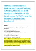 Oklahoma Commercial Pesticide &NewLine;Applicator Exam Category 6&colon; Industrial&comma; &NewLine;Institutional&comma; Structural And Health &NewLine;Related Pest Control Questions And &NewLine;Correct Answers &lpar;Verified Answers&rpar; Plus &NewLine;Rationales 2026 Q&A &vert; Instant &NewLine;Download Pdf 