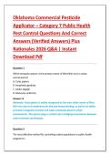 Oklahoma Commercial Pesticide &NewLine;Applicator &ndash; Category 7 Public Health &NewLine;Pest Control Questions And Correct &NewLine;Answers &lpar;Verified Answers&rpar; Plus &NewLine;Rationales 2026 Q&A &vert; Instant &NewLine;Download Pdf