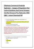 Oklahoma Commercial Pesticide &NewLine;Applicator &ndash; Category 8 Regulatory Pest &NewLine;Control Questions And Correct Answers &NewLine;&lpar;Verified Answers&rpar; Plus Rationales 2026 &NewLine;Q&A &vert; Instant Download Pdf 