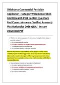 Oklahoma Commercial Pesticide &NewLine;Applicator &ndash; Category 9 Demonstration &NewLine;And Research Pest Control Questions &NewLine;And Correct Answers &lpar;Verified Answers&rpar; &NewLine;Plus Rationales 2026 Q&A &vert; Instant &NewLine;Download Pdf 