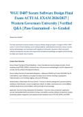WGU D487 Secure Software Design Final Exam ACTUAL EXAM 2026&sol;2027 &vert; Western Governors University &vert; Verified Q&A &vert; Pass Guaranteed - A&plus; Graded&NewLine;&NewLine;