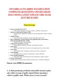 ONTARIO AUTO &lpar;RIBO&rpar; EXAMINATION &NewLine;COMPLETE QUESTIONS AND DETAILED &NewLine;SOLUTIONS LATEST UPDATE THIS YEAR &NewLine;JUST RELEASED