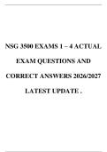NSG 3500 EXAMS 1 &ndash; 4 ACTUAL&NewLine;EXAM QUESTIONS AND&NewLine;CORRECT ANSWERS 2026&sol;2027&NewLine;LATEST UPDATE &period;