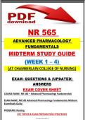 NR 565 &NewLine;ADVANCED PHARMACOLOGY FUNDAMENTALS&NewLine;MIDTERM STUDY GUIDE&NewLine;&lpar;WEEK 1 &ndash; 4&rpar; &NewLine;LATEST UPDATE &lpar;2026&sol;2027&rpar;  &vert; 100&percnt; CORRECT &vert; GRADED A&plus;