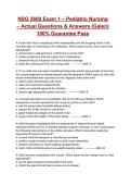 NSG 3600 Exam 1 &ndash; Pediatric Nursing &ndash; &lpar;2026&rpar; Actual Questions & Answers &lpar;Galen&rpar; 100&percnt; Guarantee Pass