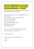 ASAP PACE CERTIFICATION exam Question&NewLine;and Answer &lpar;2026&sol;2027&rpar; &vert; Newly Updated&NewLine;with Detailed Rationales &vert; A&plus; Verified