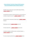 Human Genetics Final Exam Newest 2026 Questions &NewLine;and Correct Detailed Answers Already Graded A&plus; 