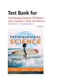 Test Bank for Psychological Science 7th Edition &lpar; by Elizabeth A&period; Phelps &comma;Elliot Berkman &rpar; All Chapters 1-15&vert; Latest Edition 