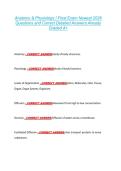 Anatomy & Physiology I Final Exam Newest 2026 &NewLine;Questions and Correct Detailed Answers Already &NewLine;Graded A&plus; 