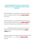Project Management Final Exam Newest 2026 &NewLine;Questions and Correct Detailed Answers Already &NewLine;Graded A&plus;