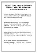 BIO205 Exam 2&colon; Verified Questions & Answers Grade A&NewLine;&NewLine;