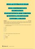 HESI A2 ENTRANCE EXAM &NewLine;HESI COMPREHENSIVE &NewLine;EXAMINATION&colon;  &NewLine;EXAM QUESTIONS 2026 VERIFIED  &NewLine;QUESTIONS AND DETAILED  &NewLine;ANSWERS A GRADED &NewLine;Question 1 &NewLine;2 total marks &NewLine;A substance is defined as a form of matter that has a definite composition and distinct 