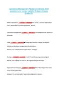 Operations Management Final Exam Newest 2026 &NewLine;Questions and Correct Detailed Answers Already &NewLine;Graded A&plus; 