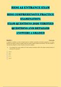 HESI A2 ENTRANCE EXAM &NewLine;HESI COMPREHENSIVE PRACTICE &NewLine;EXAMINATION&colon;  &NewLine;EXAM QUESTIONS 2026 VERIFIED  &NewLine;QUESTIONS AND DETAILED  &NewLine;ANSWERS A GRADED &NewLine;