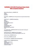 NURSING 1010 ODH Final Exam Study Guide With Complete Solutions