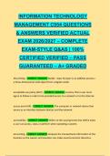 INFORMATION TECHNOLOGY &NewLine;MANAGEMENT C954 QUESTIONS &NewLine;& ANSWERS VERIFIED ACTUAL &NewLine;EXAM 2026&sol;2027 &ndash; COMPLETE &NewLine;EXAM-STYLE Q&AS &vert; 100&percnt; &NewLine;CERTIFIED VERIFIED &ndash; PASS &NewLine;GUARANTEED &ndash; A&plus; GRADED &NewLine;