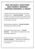 NUR 168 Exam 3 Questions & Verified Answers A Grade&NewLine;&NewLine;