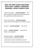 NUR 168 Prep Exam 2026&colon; 100&percnt; Correct Verified Answers&NewLine;&NewLine;