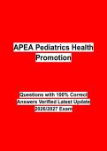 APEA Pediatrics Health Promotion &lpar;2026&ndash;2027&rpar; Questions and Verified Answers &vert; Latest FNP & PNP Study Guide &vert; Grade A&plus;