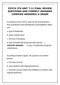 PSYCH 379 Units 7-11 Final Review Questions & Answers A Grade&NewLine;&NewLine;