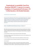 Organizational Accountability Exam Prep Document 2026&sol;2027 &vert; Corporate Governance&comma; Compliance & Organizational Performance &vert; 50 Verified Questions with Detailed Rationales&NewLine;