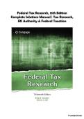 Solutions Manual for Federal Tax Research &ndash; Roby B&period; Sawyers&comma; Steven Gill & William A&period; Raabe &vert; Complete Solutions Manual &vert; Federal Tax Research&comma; Tax Authority & Tax Compliance