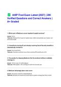 AHIP Final Exam Study Guide &vert; 200 Practice Questions with Verified Answers &vert; Comprehensive Health Insurance Certification Exam Prep
