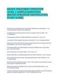 WATER TREATMENT OPERATOR LEVEL 1 SAMPLE QUESTIONS