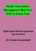 Health Information Management Mid-Term &lpar;Part 2&rpar; Final Exam Questions & Answers PDF &vert; Complete Study Guide