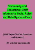 Community and Population Health Informatics Tools&comma; Roles&comma; and Data Systems Exam 2 Questions & Answers PDF &vert; Complete Study Guide