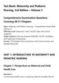 Test Bank&colon; Maternity and Pediatric&NewLine;Nursing&comma; 3rd Edition &ndash; Volume 3&NewLine;Comprehensive Examination Questions&NewLine;Covering All 51 Chapters
