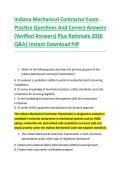 Indiana Mechanical Contractor Exam &NewLine;Practice Questions And Correct Answers &NewLine;&lpar;Verified Answers&rpar; Plus Rationale 2026 &NewLine;Q&A&vert; Instant Download Pdf  