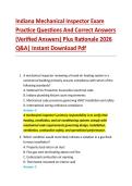 Indiana Mechanical Inspector Exam &NewLine;Practice Questions And Correct Answers &NewLine;&lpar;Verified Answers&rpar; Plus Rationale 2026 &NewLine;Q&A&vert; Instant Download Pdf 
