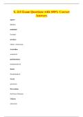 S&period; 215 Exam Questions with 100&percnt; Correct&NewLine;Answers
