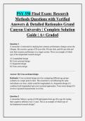 PSY 550 Final Exam&colon; Research &NewLine;Methods Questions with Verified &NewLine;Answers & Detailed Rationales Grand &NewLine;Canyon University &vert; Complete Solution &NewLine;Guide &vert; A&plus; Graded 