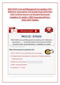 WGU D101 Cost and Managerial Accounting &vert; OA &vert; &NewLine;Objective Assessment 128 Actual Exam Questions &NewLine;with Verified Answers & Detailed Rationales &NewLine;Complete A&plus; Guide &vert; 100&percnt; Guaranteed Pass &vert; &NewLine;2026&sol;2027 Update &NewLine;