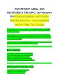 Dive Rescue Initial and Recurrency Training EXAM STUDY GUIDE 2026&sol;2027 &vert; Practice Questions & Detailed Solutions &vert; Newest Version