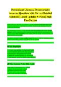 Physical and Chemical Oceanography EXAM STUDY GUIDE 2026&sol;2027 &vert; Practice Questions & Detailed Solutions &vert; Newest Version