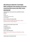 AMT Molecular Diagnostics Technologist &lpar;MDT&rpar; Certification Exam Practice Questions and Correct Answers &vert; Comprehensive Study Guide