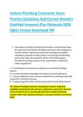 Indiana Plumbing Contractor Exam &NewLine;Practice Questions And Correct Answers &NewLine;&lpar;Verified Answers&rpar; Plus Rationale 2026 &NewLine;Q&A&vert; Instant Download Pdf