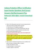 Indiana Probation Officer Certification &NewLine;Exam Practice Questions And Correct &NewLine;Answers &lpar;Verified Answers&rpar; Plus &NewLine;Rationale 2026 Q&A&vert; Instant Download &NewLine;Pdf 