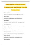 English 9A Final Exam Review&colon; Literary&NewLine;Devices & Writing Skills Questions with 100&percnt;&NewLine;Correct Answers