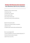 Florida 2-20 General Lines Insurance &ndash; Practice Questions and Correct Answers Study Guide